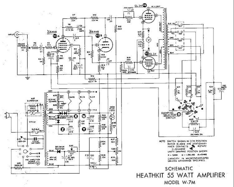 HEATHKIT 55 WATT TUBE AMPLIFIER SCHEMATIC